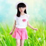 童装女童夏装2016新款套装韩国儿童宝宝12岁中大童小孩短裤两件套