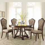 特价美式乡村餐桌椅组合复古欧式圆形餐桌仿古实木家具法式新古典