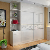 现代简约烤漆推拉门衣柜 移门板式大衣橱2门卧室组合整体宜家家具