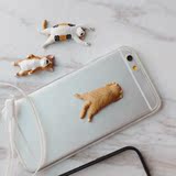 现货包邮外贸日本可爱宠物花猫柯基iPhone6splus 5s手机壳挂绳