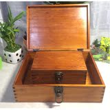 木质收纳盒带锁实木箱子创意小木箱木盒复古桌面整理长方形储存盒