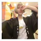 韩版学院风大码女装日系和服刺绣浴衣宽松防晒纯色开衫外套女潮