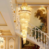 新款欧式水晶大吊灯复式楼客厅灯酒店别墅旋转楼梯吊灯简约长吊灯