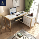 现代北欧橡木钢琴烤漆实木书桌 旋转电脑桌 书房家具 写字台书桌