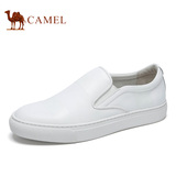 骆驼品牌正品名牌休闲鞋皮鞋小白鞋白色平底板鞋男鞋真皮套脚夏季