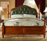 美式乡村实木双人床 欧式高端卧室皮艺婚床 法式复古家具可定制