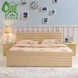 松木床1.8米实木床1.5双人床原木色床卧室家具1.2单人床高箱体