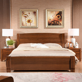 全实木床现代中式双人床 胡桃木床 婚床 高箱储物气压床 卧室家具