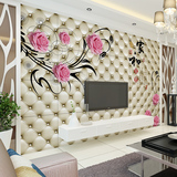 3D欧式客厅沙发仿软包玫瑰花墙砖电视背景墙仿古文化石瓷砖壁画