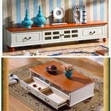 地中海风格电视柜加茶几组合全实木烤漆客厅整装家具定制立柜地柜