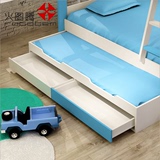 儿童家具双抽子床单抽拖床板式床学生儿童高低实木成人床带护栏床