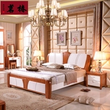 橡木地中海床全实木大床双人床田园风格1.5 1.8米白色高箱床婚床