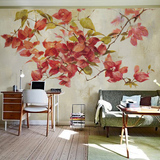 温馨简约大型墙布壁画卧室客厅沙发背景墙纸欧式复古田园花卉壁纸