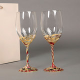 水晶玻璃高脚杯葡萄酒杯子红酒杯套装礼盒装创意结婚礼物龙凤对杯