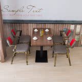 简约咖啡厅桌椅奶茶店茶餐厅米字彩色实木组合个性创意西餐厅家具