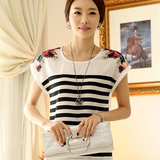 韩版女士T恤夏天短袖休闲体恤圆领修身蝙蝠袖女款夏装上衣女式潮