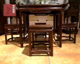 东非红酸枝 明清古典组合四方红木餐桌 实木中式小休闲茶台椅家具
