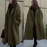 韩国秋冬新款女装韩版廓形超长款毛呢大衣外套宽松斗篷型加厚大衣