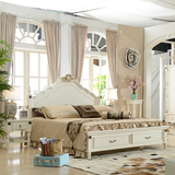 双人床 简约卧室套房简约储物床 1.5米白色床1.8米高箱美式乡村床