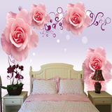 现代简约大型浪漫温馨无缝壁画粉玫瑰花卉客厅卧室婚房主题背景墙