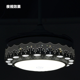 水晶隐形吊扇灯欧式家用餐厅卧室风扇灯现代静音客厅带LED的灯具