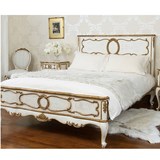 美式新古典卧室家具 欧式实木双人床法式做旧雕花公主床白色定制