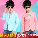 男童2016春季新款纯色小西装中大男童外套纯棉上衣儿童韩版西服