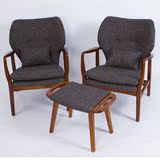 新中式实木沙发椅北欧简约休闲椅单人双人实木布艺沙发椅懒人沙发