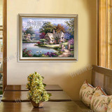 托马斯纯手工绘制花园景油画横幅欧式客厅风景餐厅卧室装饰挂壁画