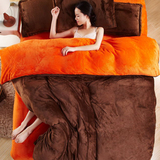 冬季加厚法莱绒四件套加绒保暖毛绒床单被套单双人床上1.5m1.8米