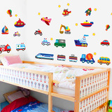 爆款儿童房卧室床头创意墙贴画卡通火车小汽车贴画自粘PVC墙贴