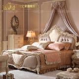 欧式双人床法式奢华实木雕花1.8米大床宫廷布艺婚床别墅卧室家具