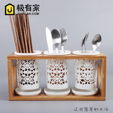 包邮日式筷子筒陶瓷筷子盒厨房用品沥水三筒餐台收纳笼餐具笼用具