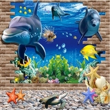精品3D立体墙贴海底世界海豚创意儿童房男孩卧室床头装饰墙面贴画