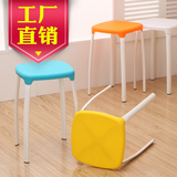 包邮宜家时尚加厚型叠放彩色家用塑料方高凳子简易多用凳餐凳创意