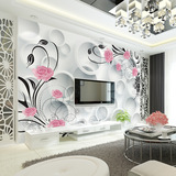 现代简约3D立体墙纸电视背景墙浪漫沙发客厅壁纸无纺布玫瑰花壁画