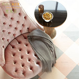 美式布艺单人沙发蹬欧式粉色儿童实木沙发椅公主化妆蹬影楼梳妆椅