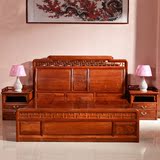 红木大床实木1.8米 双人床缅甸花梨木床1.5米 简约现代新中式卧室