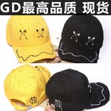 韩国代购 GD权志龙同款别针帽子 新款涂鸦磨破黑色黄色鸭舌帽99%
