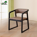 北欧实木餐椅组合 现代简约时尚创意咖啡椅 酒店设计师样板间皮椅