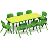 丽莎八人方桌早教幼儿园儿童课桌椅可升降防火板8人游戏学习桌FY