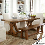 北欧简约餐桌实木复古原木客厅饭桌宜家咖啡小户型长方形桌椅组合
