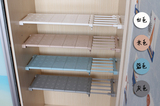 衣柜收纳分层隔板免钉置物架厨房衣橱柜可伸缩分隔层架子创意整理