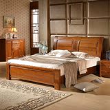 纯胡桃木床简约现代实木床1.8米大床双人床卧室家具婚床包邮