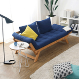 现代简约日式简易实木可折叠双人沙发坐躺两用小居室多功能沙发床