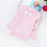 2016春季新款韩版儿童毛衣2-10岁女童羊绒针织衫蝴蝶结低领套头衫