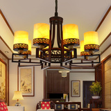 新中式铁艺仿古客厅卧室餐厅复古茶楼酒店工程灯红古拉丝云石吊灯