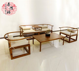 新中式沙发 会所茶楼洽谈 现代实木沙发简约展厅 水曲柳定制家具