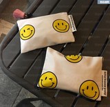 韩国夏日笑脸菠萝印花可爱日系原宿少女帆布手拿包零钱包化妆小包