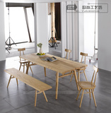 北欧纯实木餐桌 方桌长桌饭桌桌子 原木日式水曲柳 设计师家具